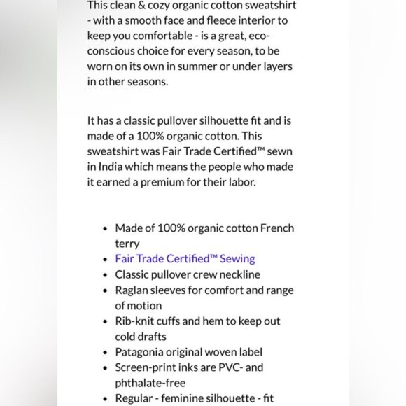 Patagonia Pastel P-6 Label Ahnya Organic Crew Sweatshirt XS - Picture 6 of 7